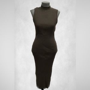 Vintage style fitted Turtleneck Knit fitted Sweater Dress Retro 80s M